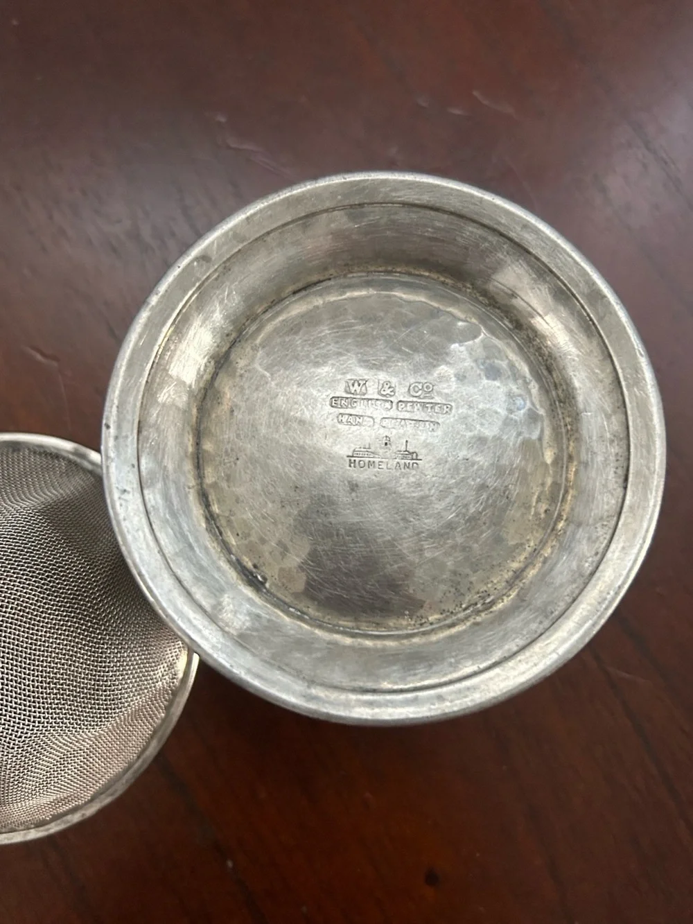 Vintage 1930s W & Co Homeland English Pewter Handcrafted Tea Strainer – Sheffie